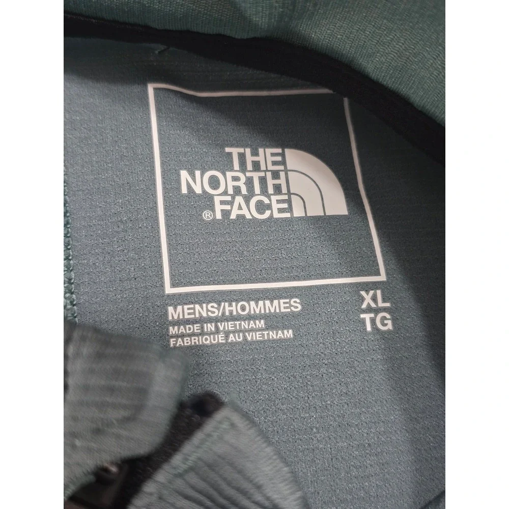 The North Face Mens‎ XL Blue Green Grid Fleece Quarter Zip Pullover Thumbholes